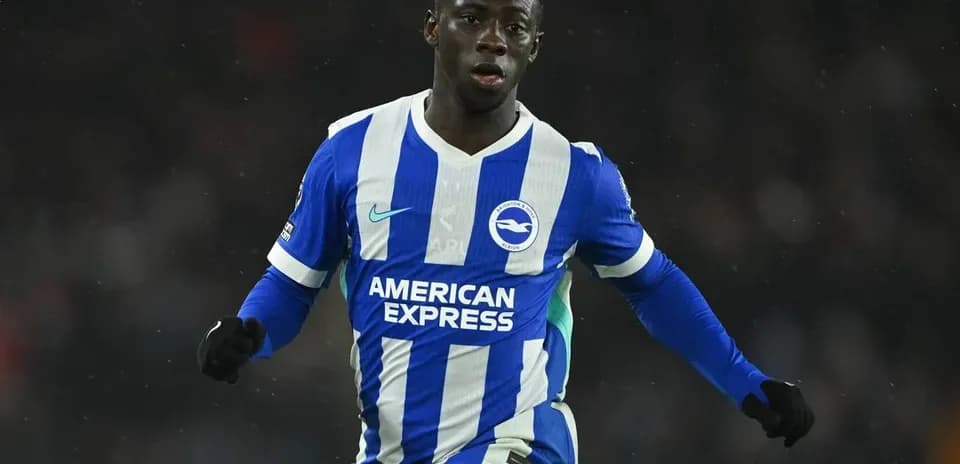 Player celebrating in Brighton kit during match
