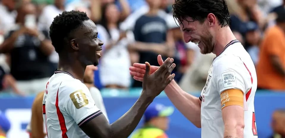 Two players celebrating during a match