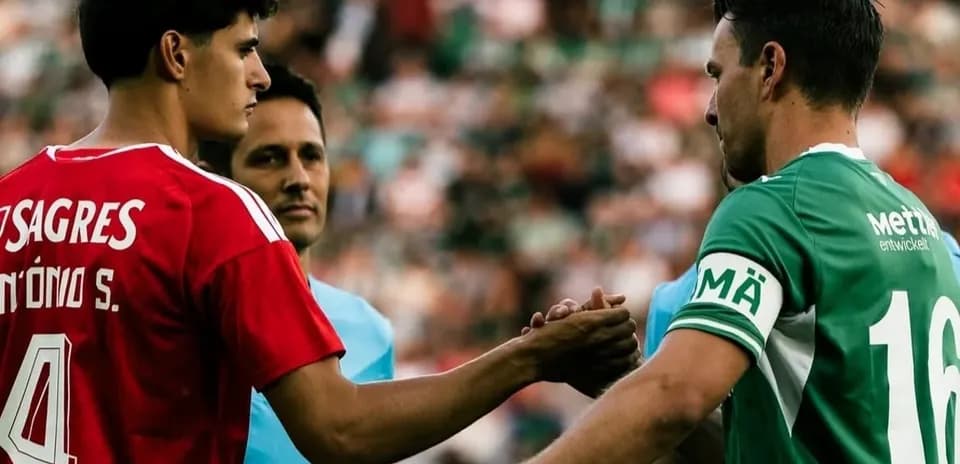 Players shaking hands before the match