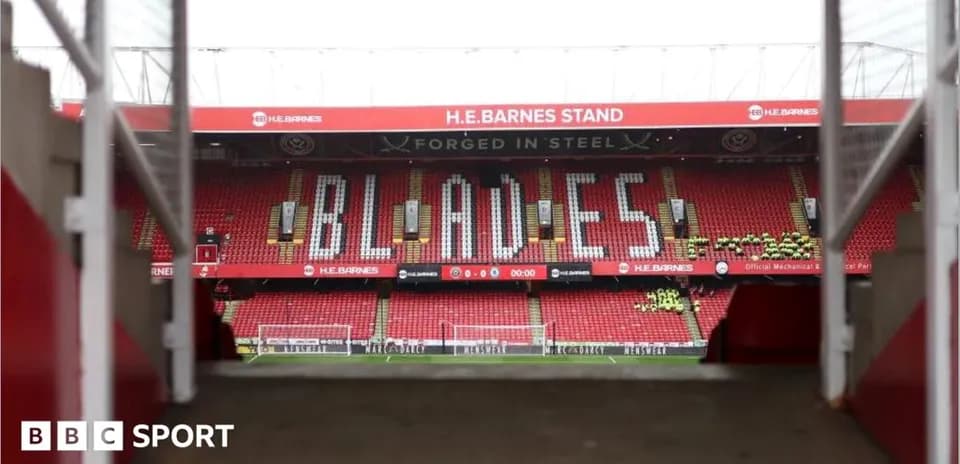 Stadium view with 'BLADES' displayed in stands