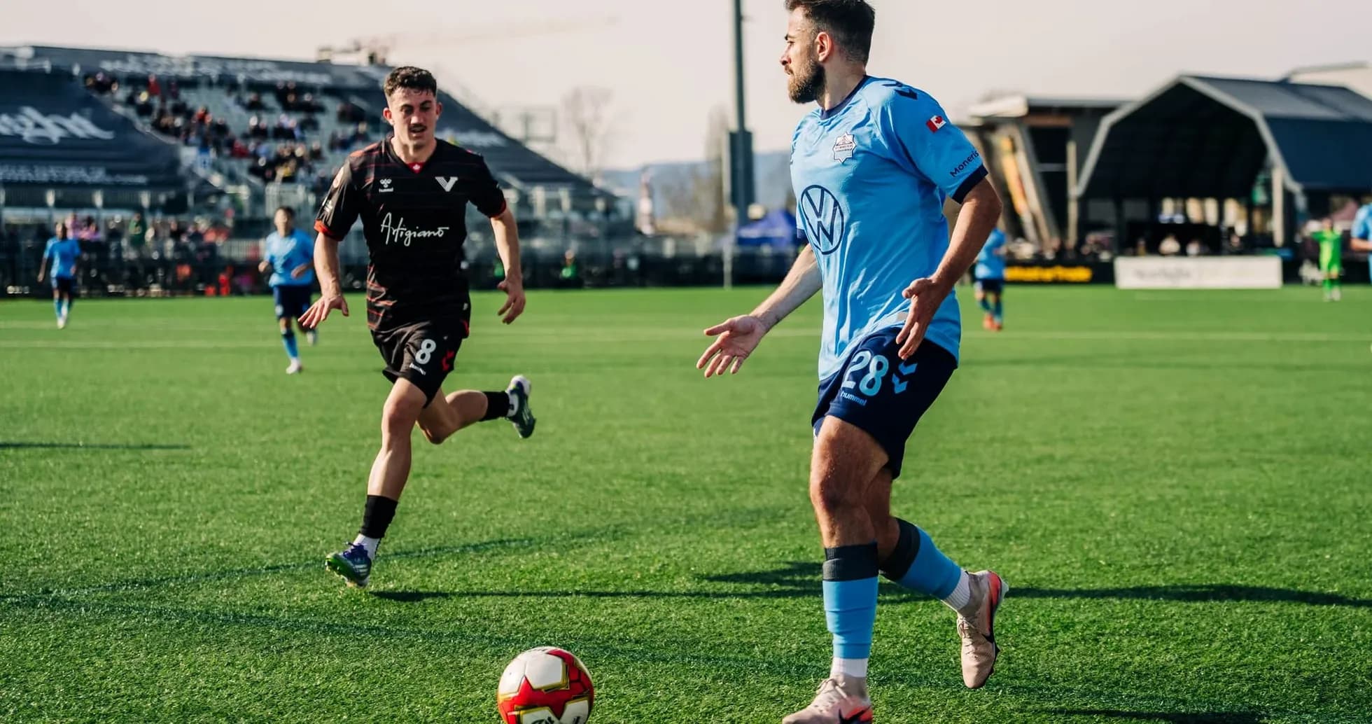 Players competing during HFX Wanderers FC match