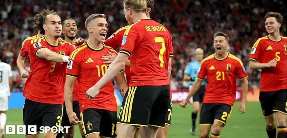 Belgian players celebrating a goal during match