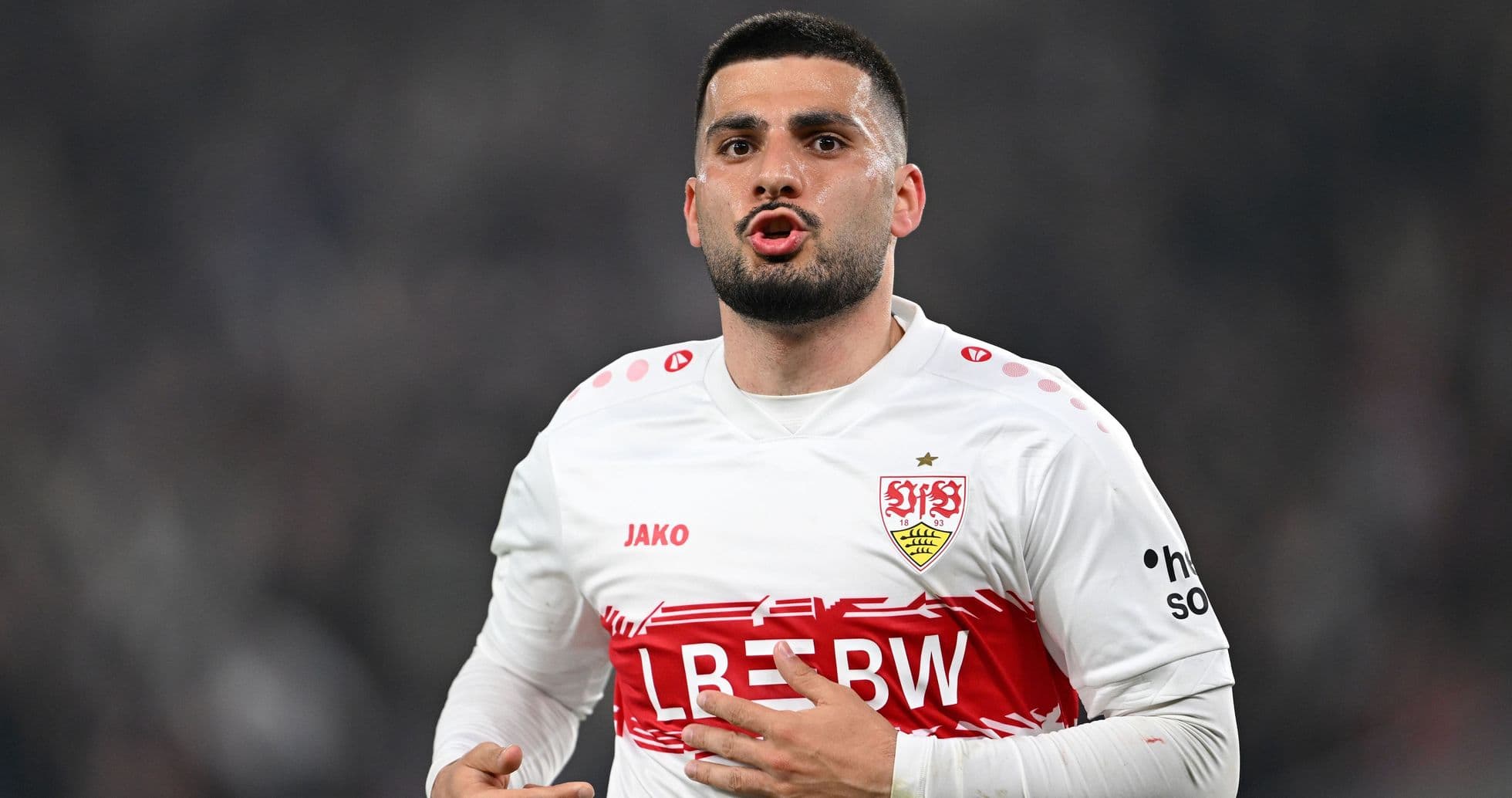 Player gesturing during a football match
