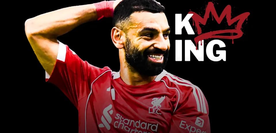 Mohamed Salah celebrating in Liverpool jersey