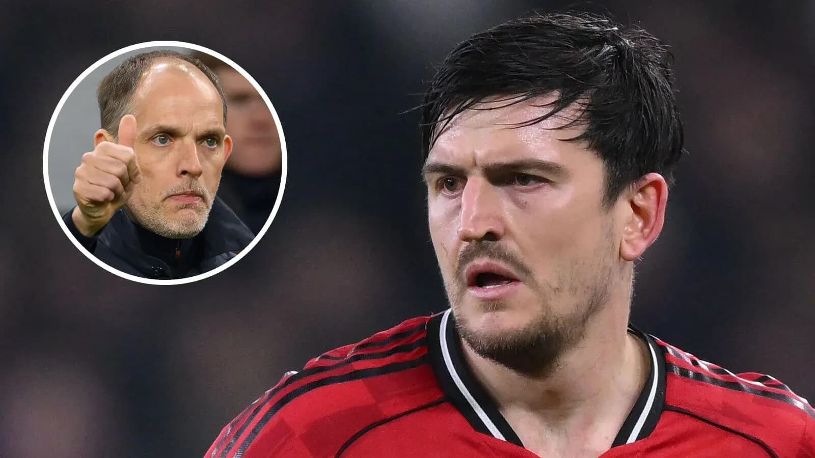 Harry Maguire in Manchester United kit during match