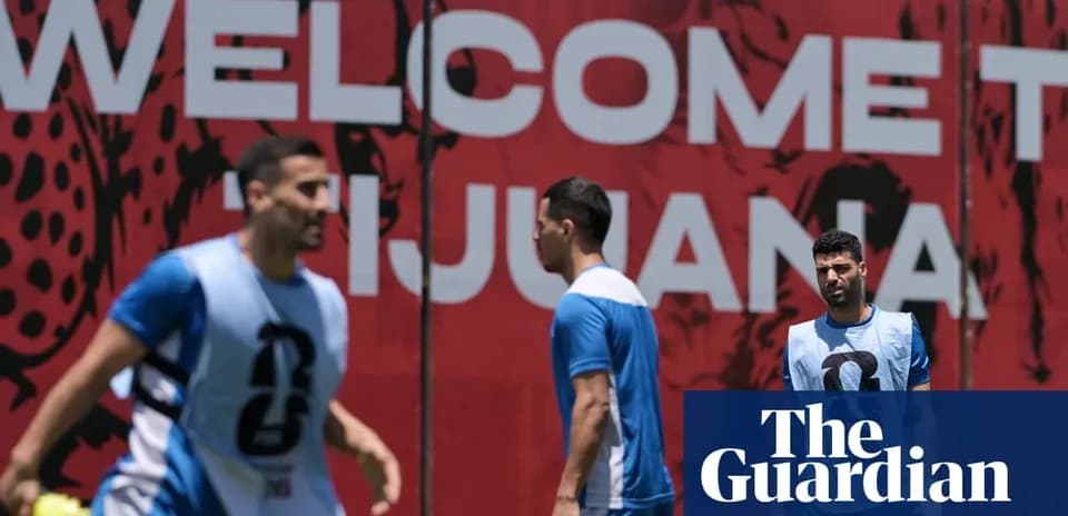 Players training near 'Welcome to Tijuana' sign