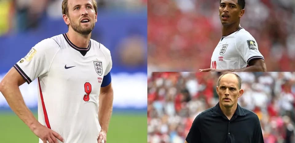 Harry Kane and Jude Bellingham during match with coach