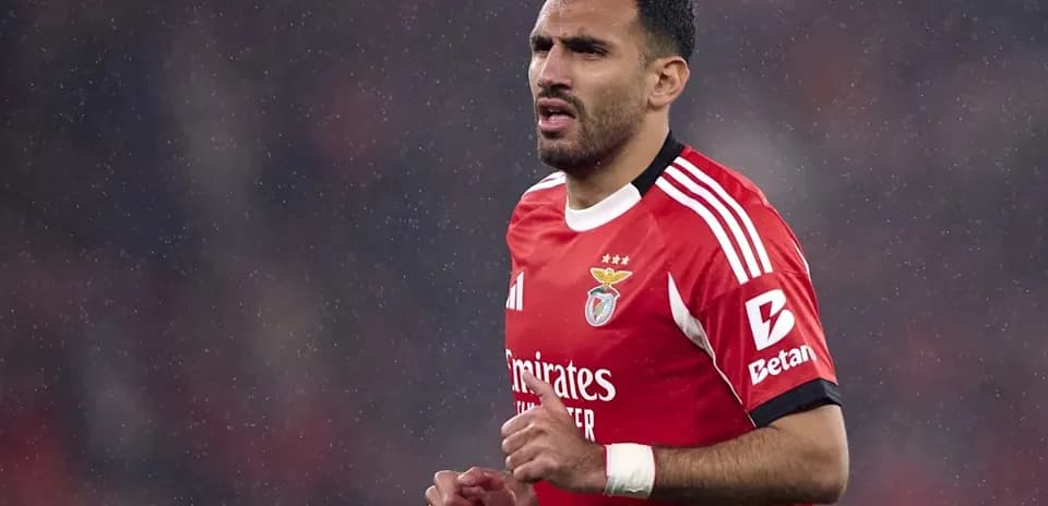 Player in red Benfica jersey during match
