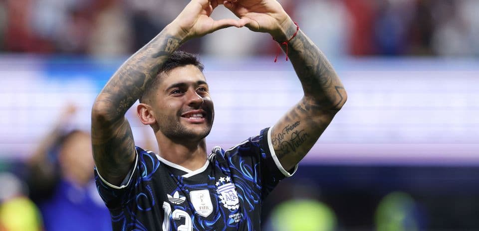 Player celebrating with heart gesture after match
