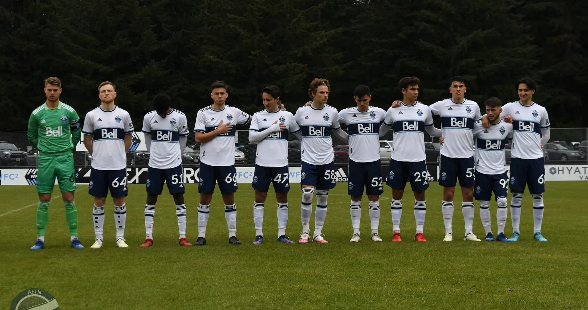 Vancouver Whitecaps II players lined up before match