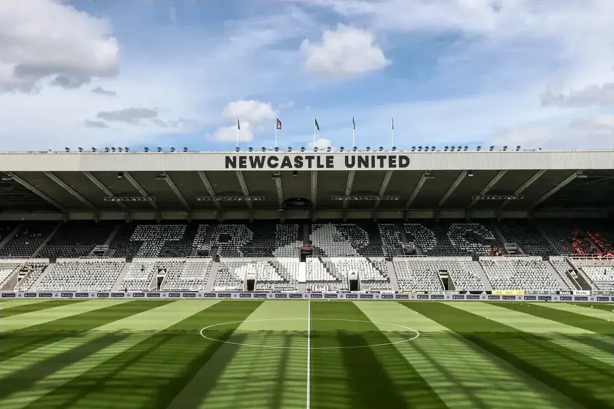 Newcastle United stadium with empty seats and field