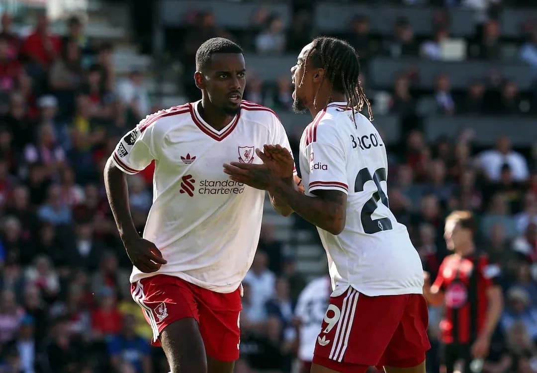 Liverpool players celebrating during Bournemouth match