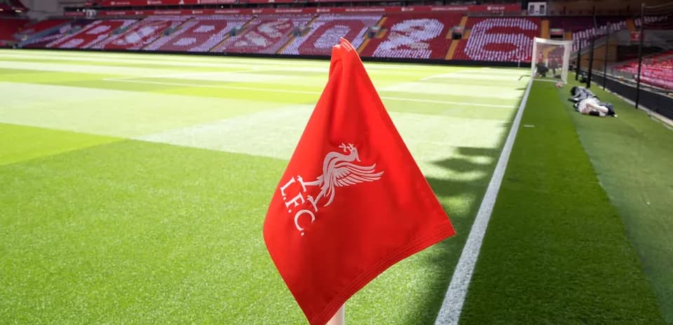 Liverpool FC corner flag on the pitch