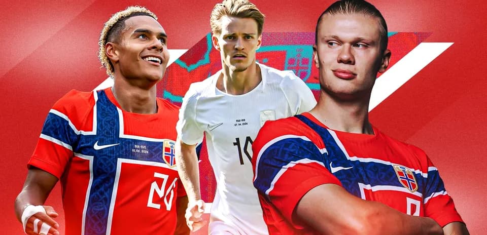 Three Norwegian football players in national team jerseys