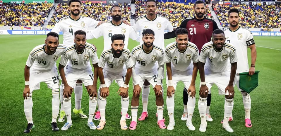 Saudi Arabia national team posing for group photo