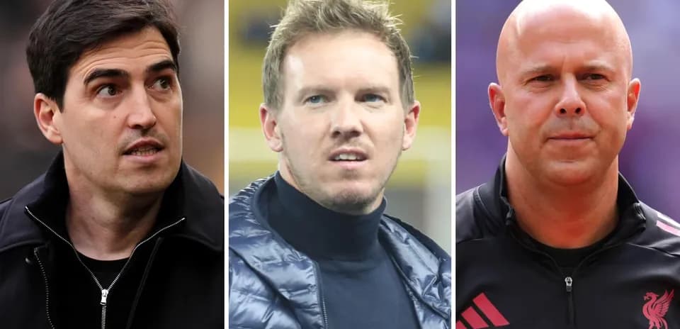 Three football managers looking towards the camera