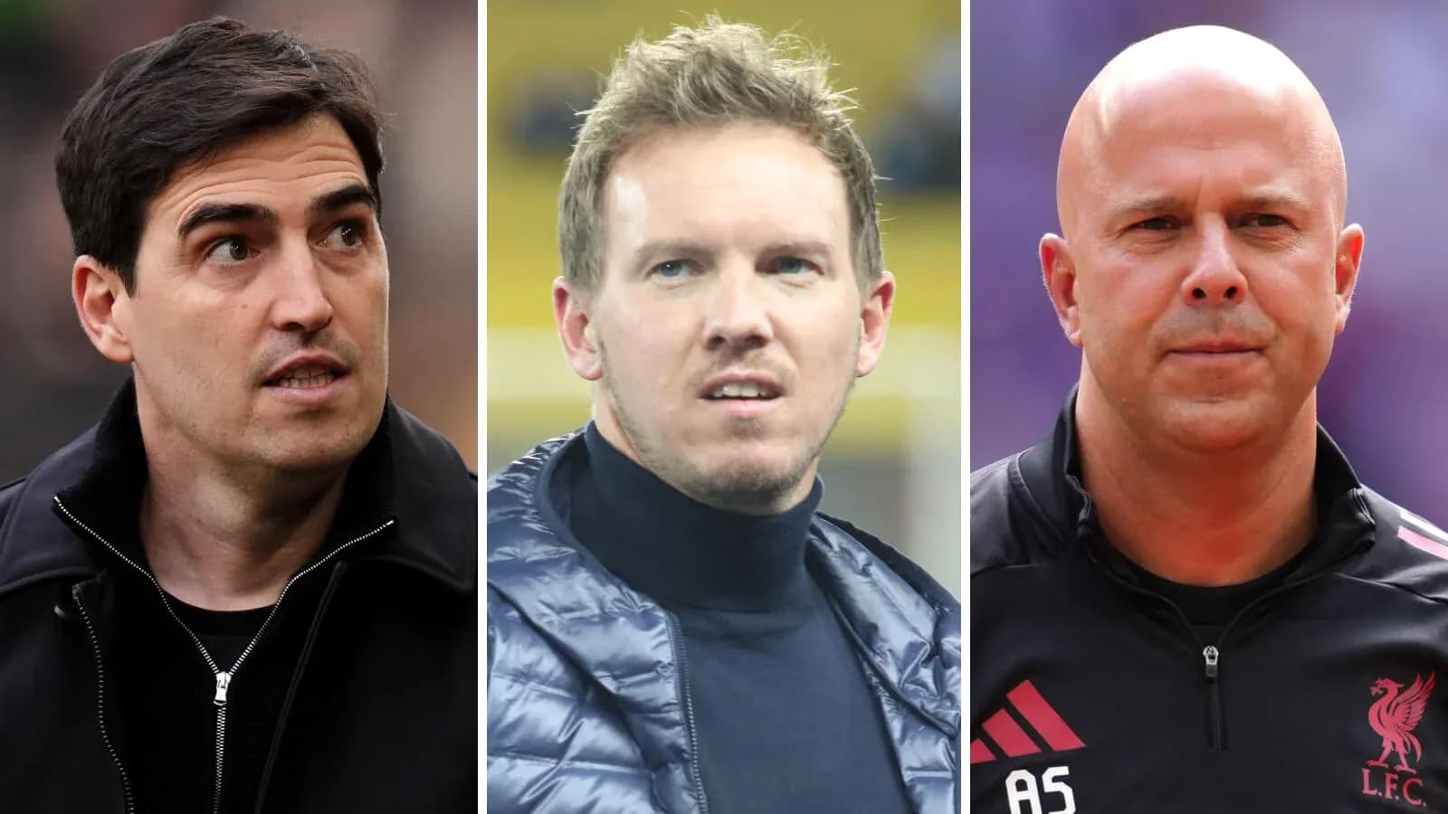 Three football managers looking towards the camera
