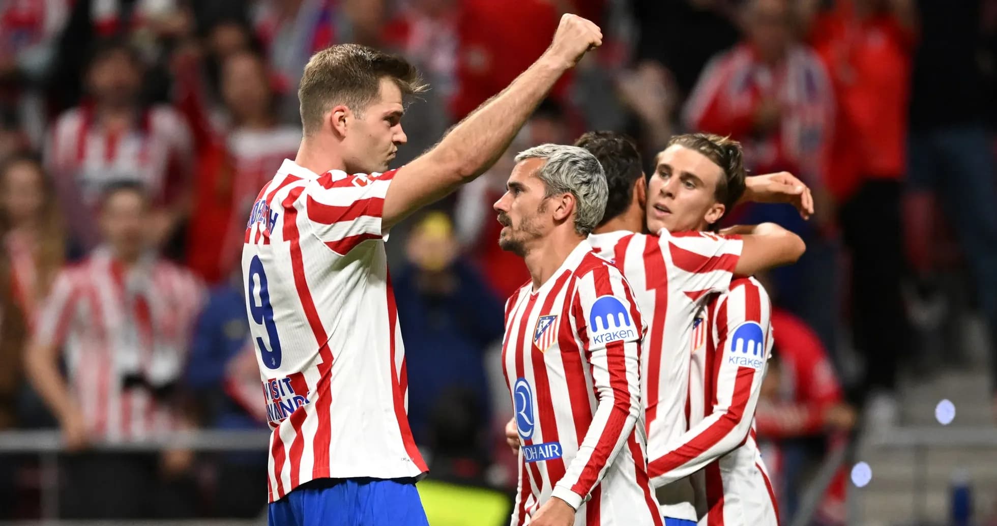 Atletico Madrid players celebrating a goal