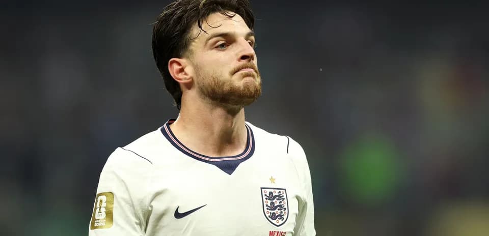 Player in England jersey during match action