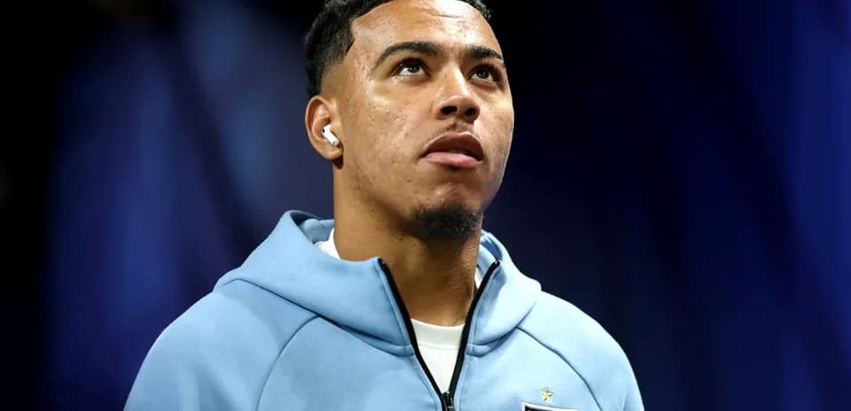 Player looking up during pre-match preparations