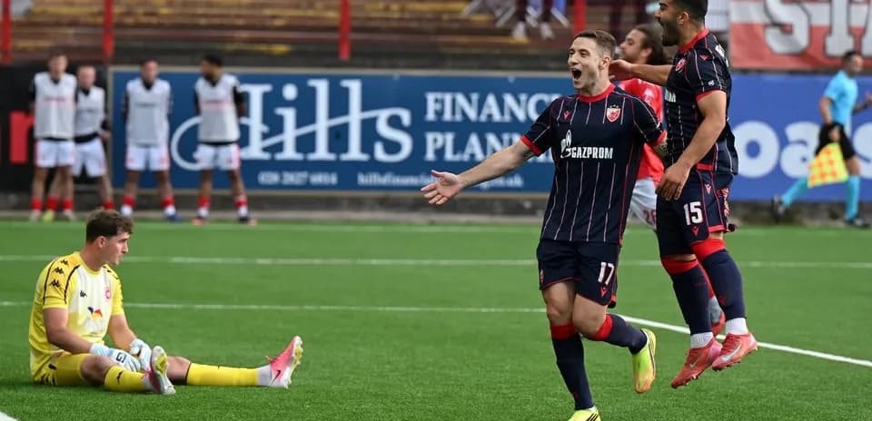 Crvena Zvezda players celebrating a goal