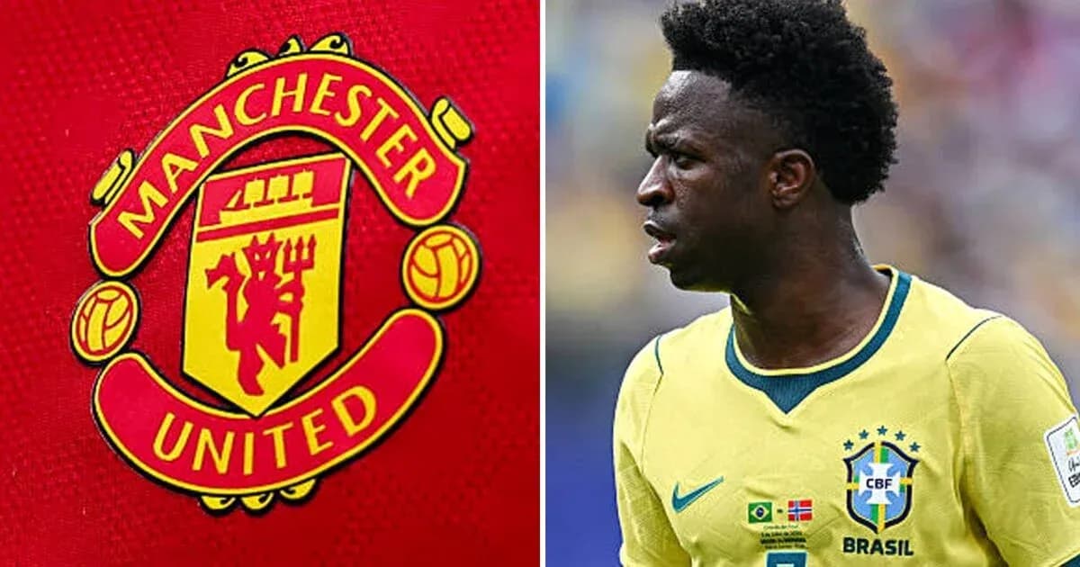 Manchester United logo and player in Brazil jersey