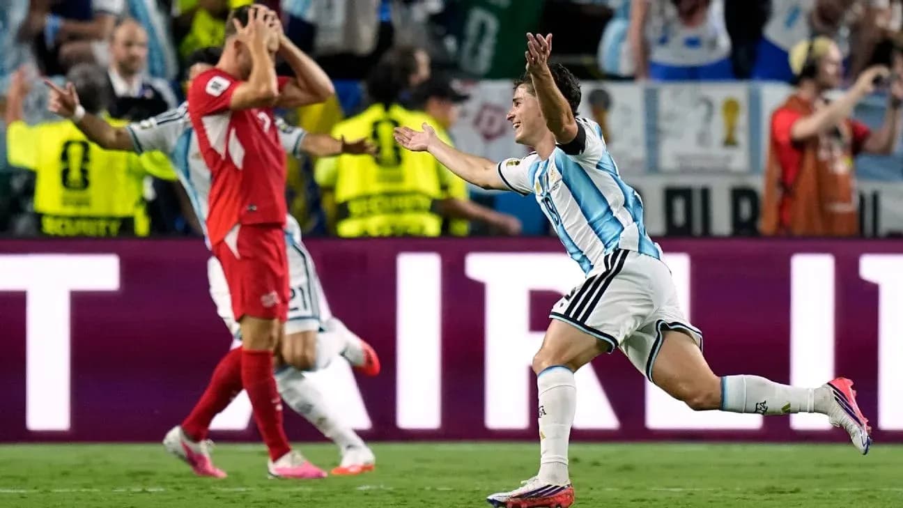 Argentinian player celebrating goal during match