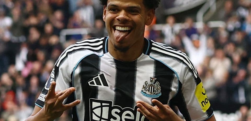 Newcastle player celebrating a goal