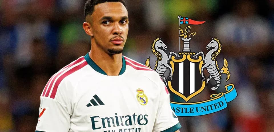 Player in Real Madrid jersey with Newcastle United logo