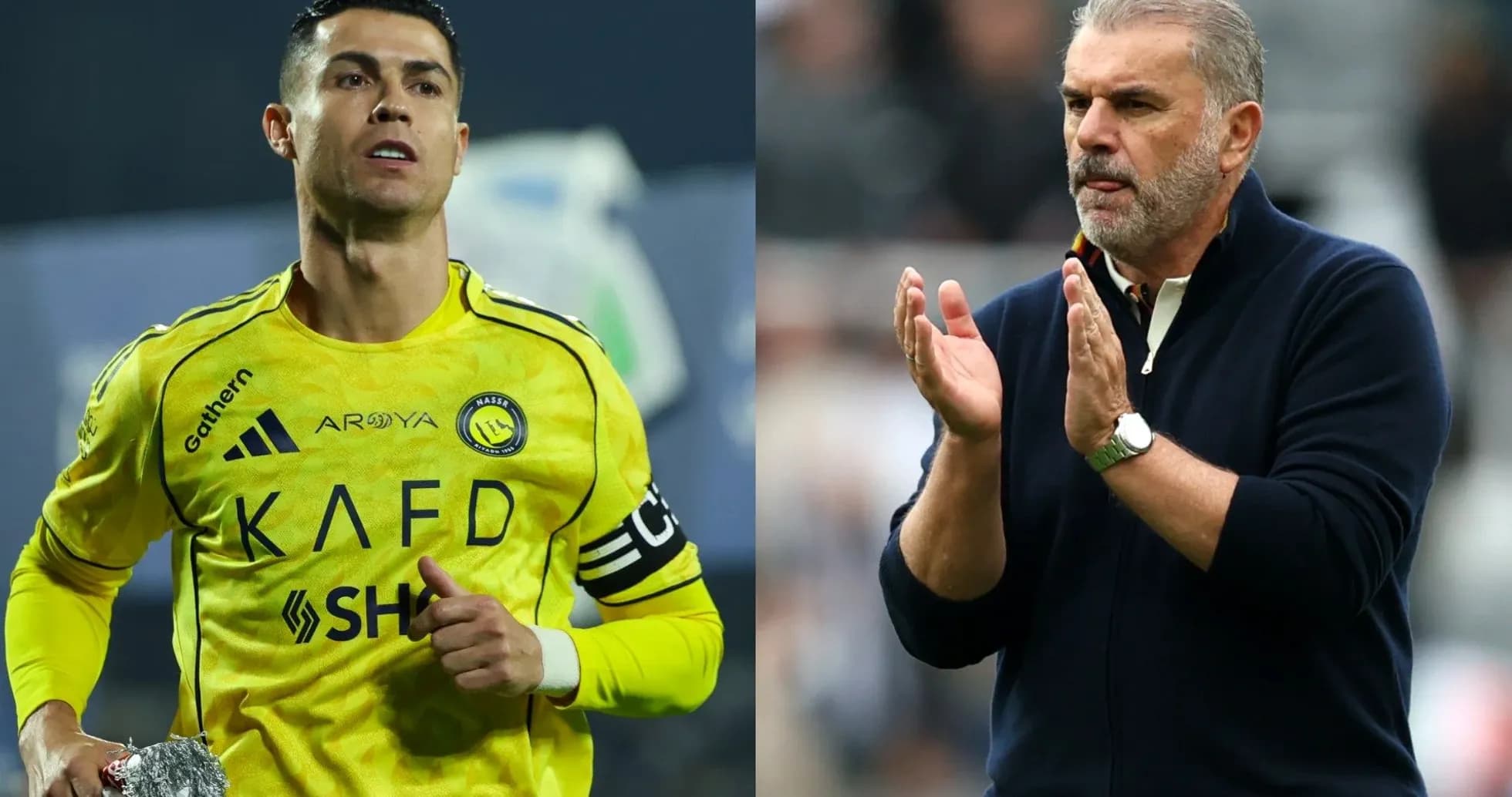 Cristiano Ronaldo in yellow kit, coach applauding