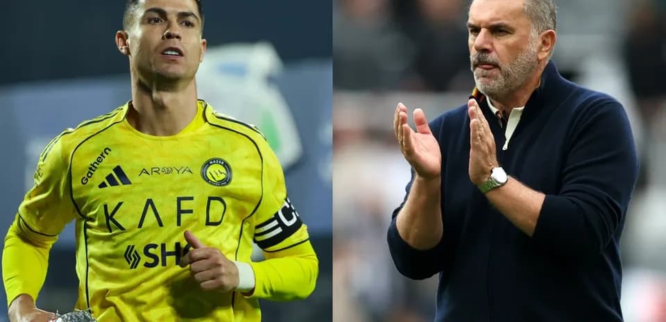 Cristiano Ronaldo in yellow kit, coach applauding