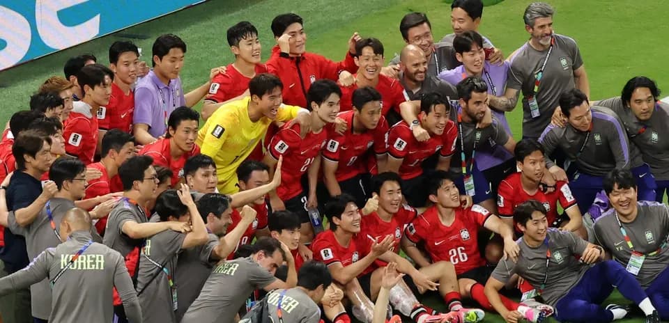 South Korea team celebrating after a match