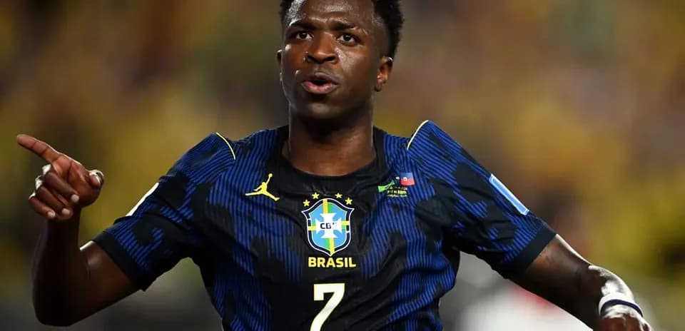 Player celebrating in Brazil national team jersey