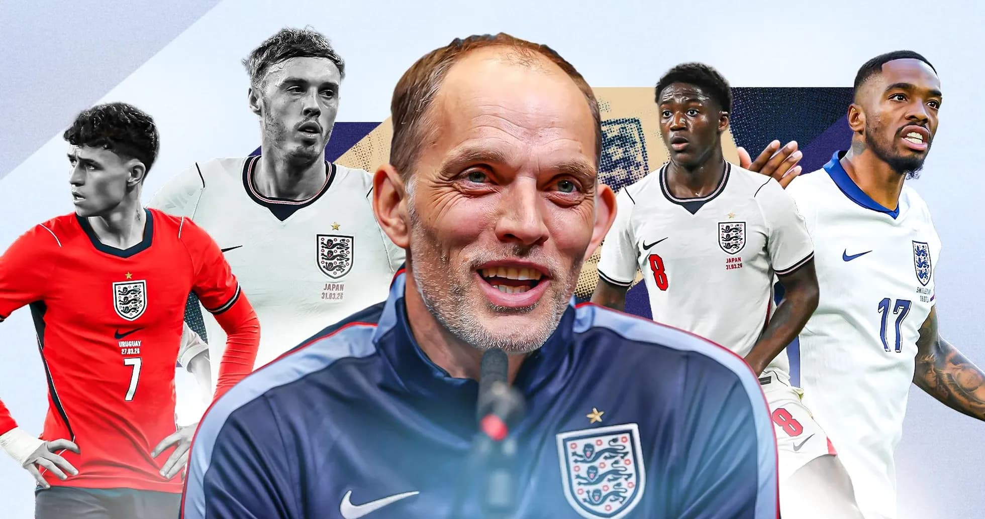 England football team players and manager in promotional image