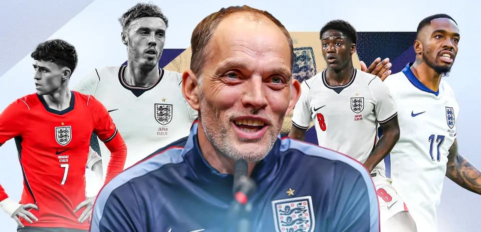 England football team players and manager in promotional image