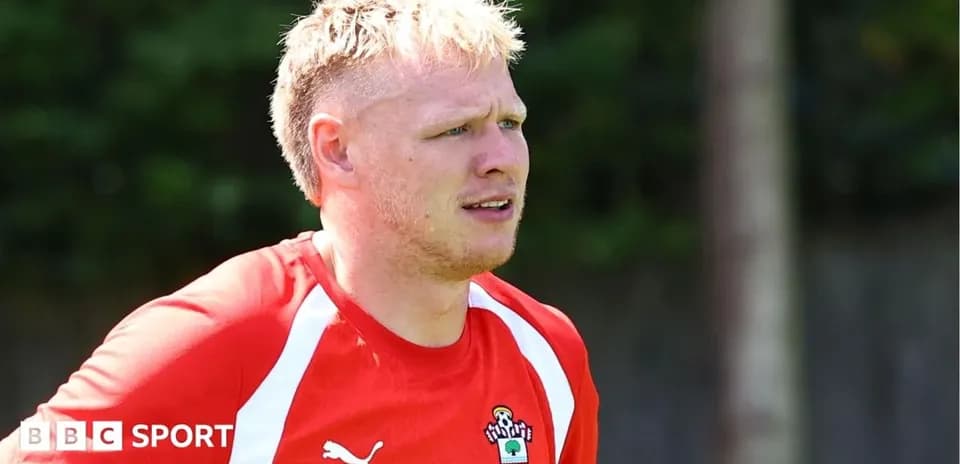 Player in Southampton training kit during session