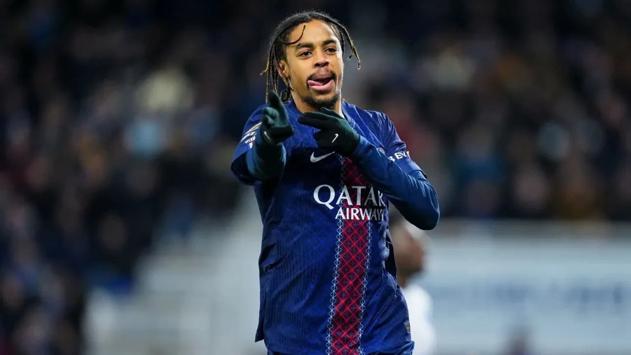 Player gesturing during a match for PSG