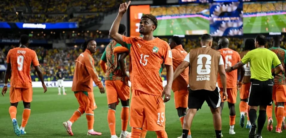 Ivorian player celebrating during FIFA World Cup match