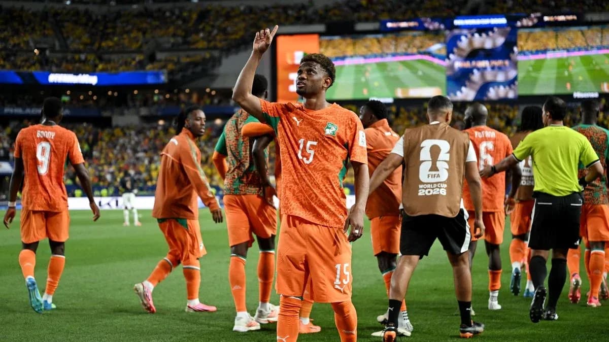 Ivorian player celebrating during FIFA World Cup match