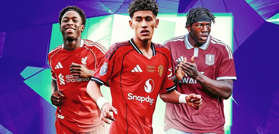 Three football players in club jerseys posing together