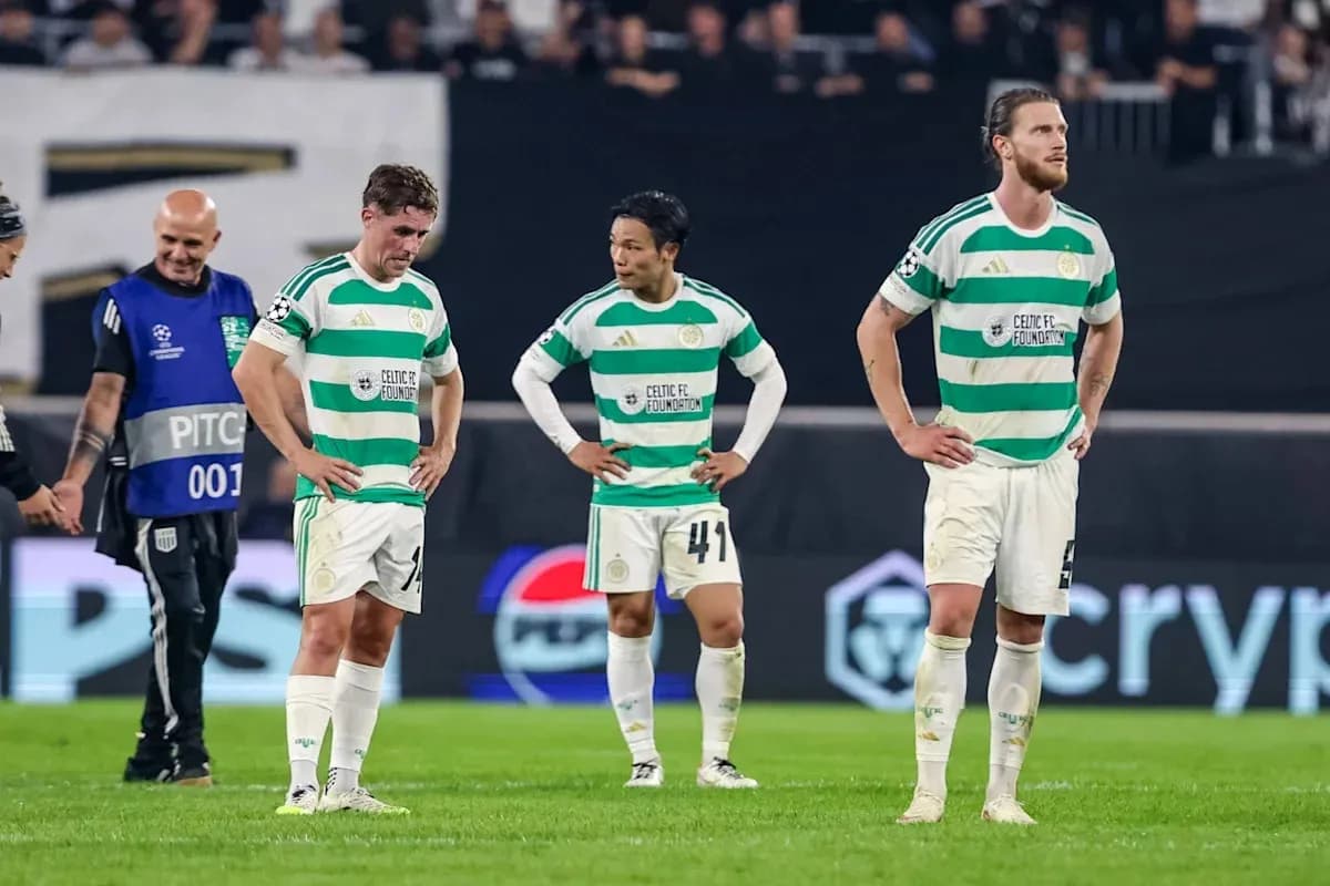 Celtic FC players walking off the pitch after match