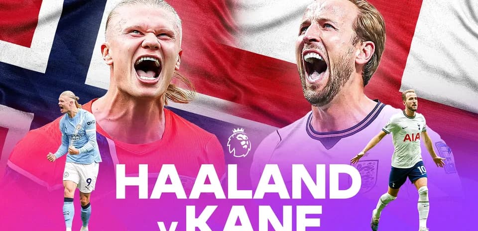 Erling Haaland and Harry Kane facing off in graphic