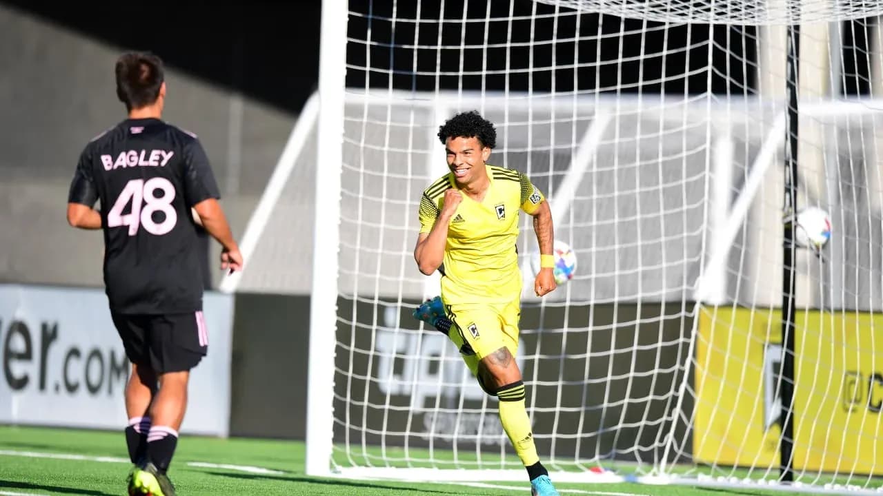 Goalkeeper celebrating after scoring a goal