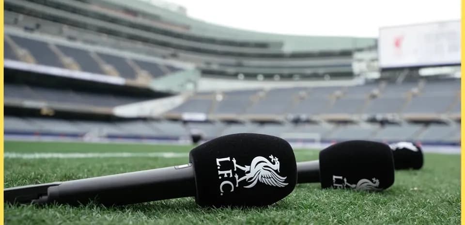 Microphones on the field at stadium before event