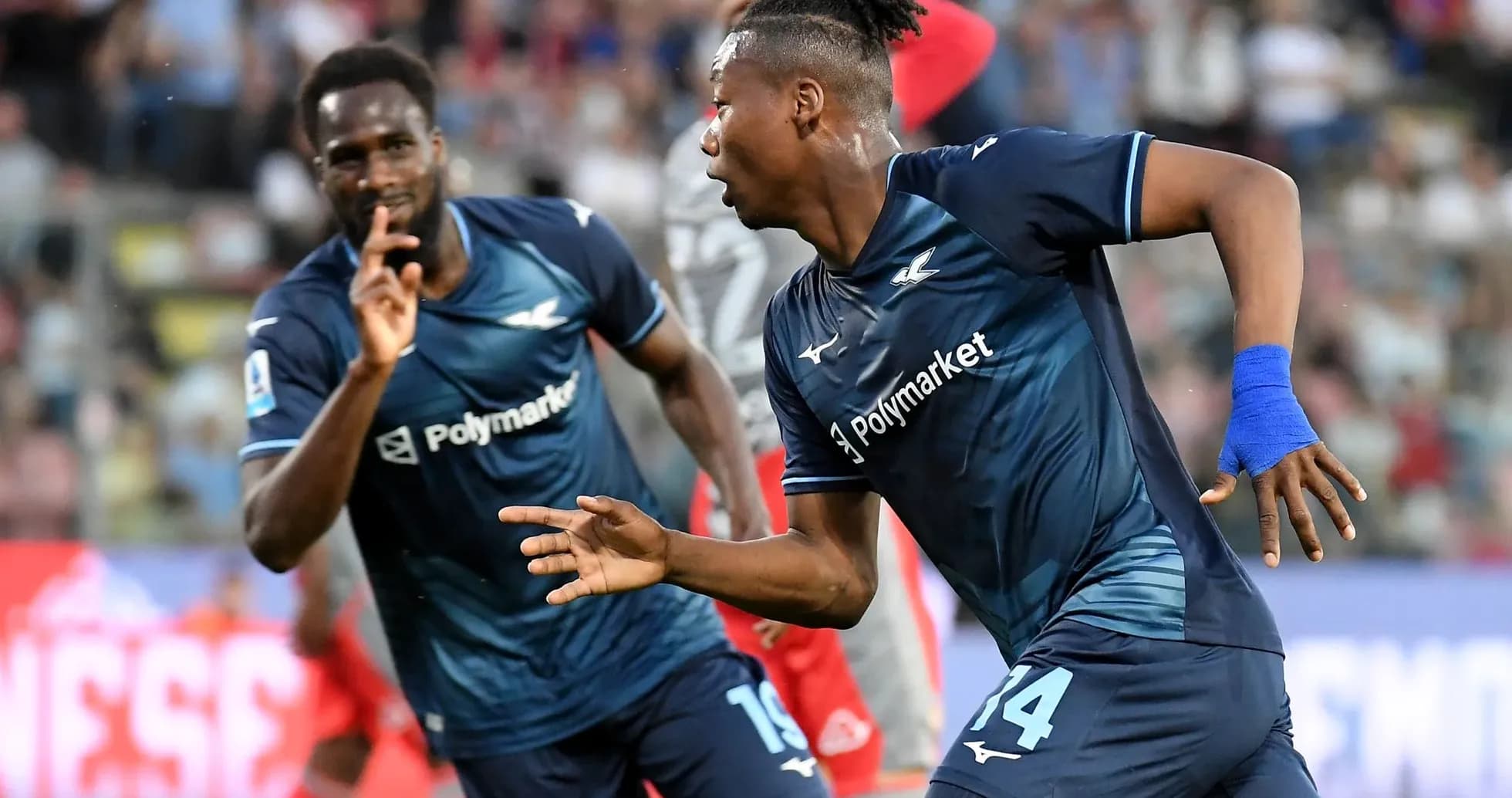 Lazio players celebrating a goal during match