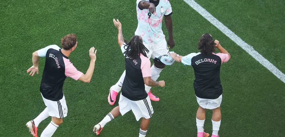 Belgium players celebrating during World Cup match