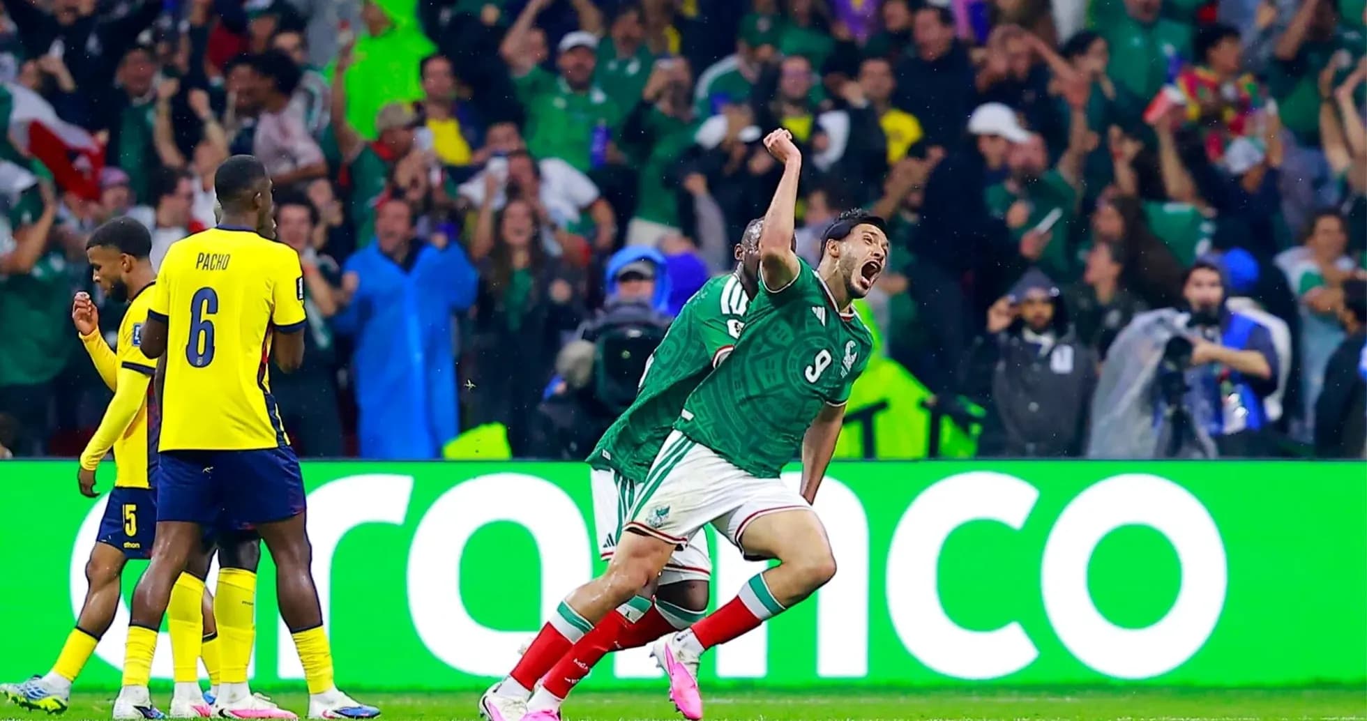 Mexico player celebrating during World Cup match Mexico player celebrating during World Cup match