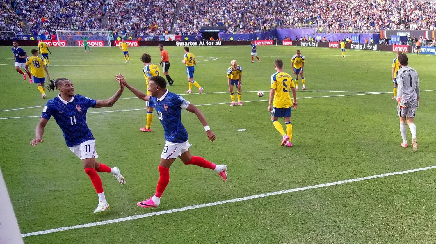 France players celebrating a goal against Sweden France players celebrating a goal against Sweden