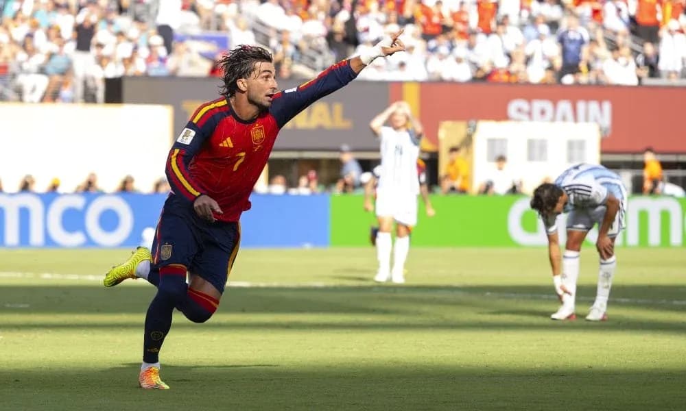 Spain player celebrating after scoring a goal Spain player celebrating after scoring a goal