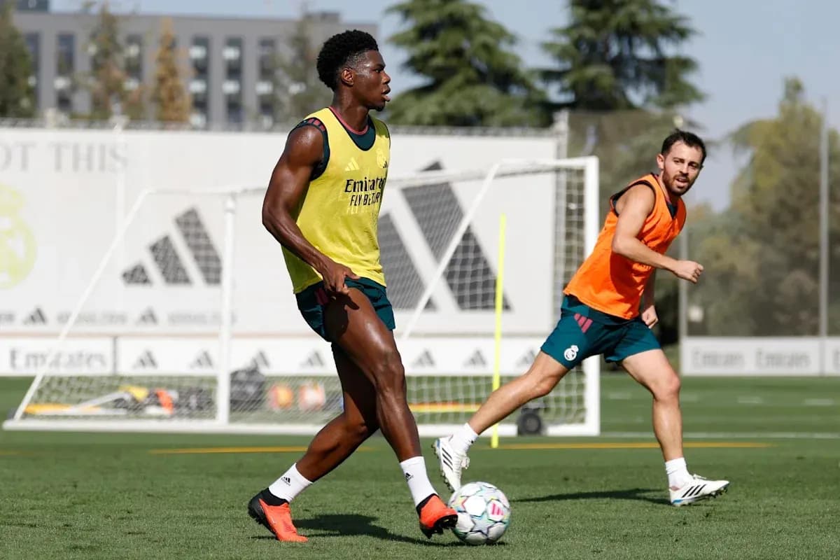 Two players training on the pitch with soccer ball Two players training on the pitch with soccer ball